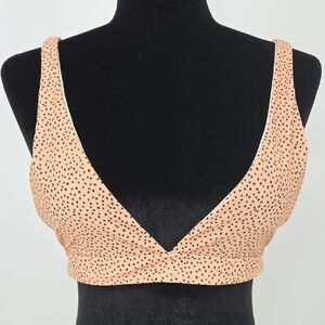 Zaful Peach Black Dot V-Neck Bikini Bralette